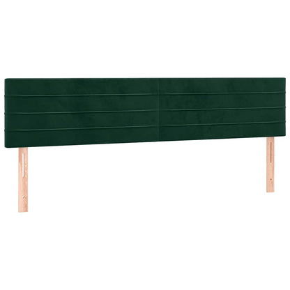 Cabeceira de cama c/luzes LED veludo 160x5x78/88cm verde-escuro