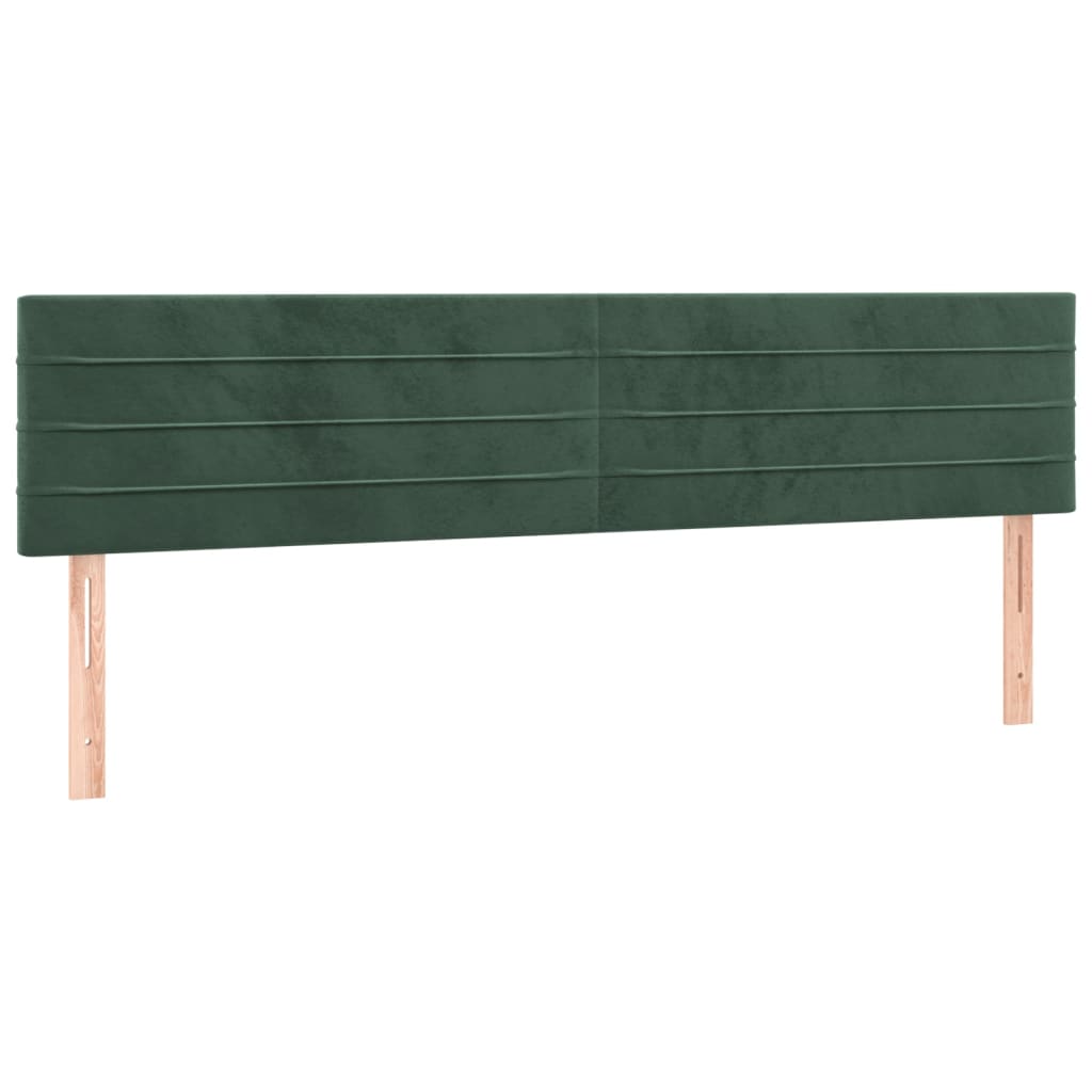 Cabeceira de cama c/luzes LED veludo 180x5x78/88cm verde-escuro