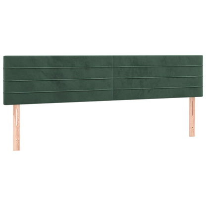 Cabeceira de cama c/luzes LED veludo 180x5x78/88cm verde-escuro