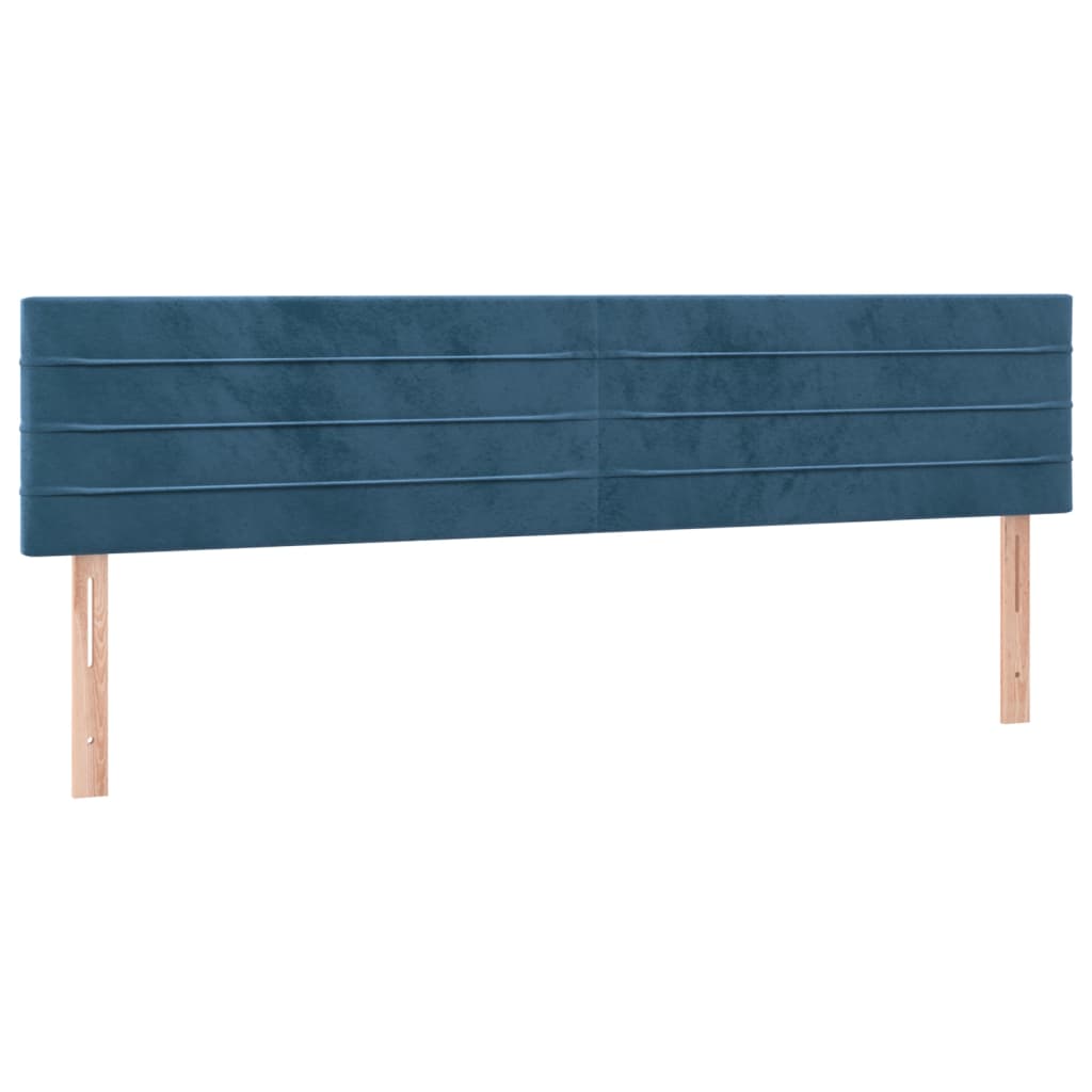 Cabeceira de cama c/ luzes LED veludo 180x5x78/88cm azul-escuro