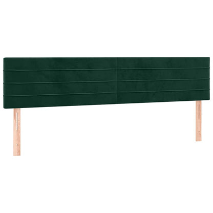 Cabeceira de cama c/luzes LED veludo 200x5x78/88cm verde-escuro