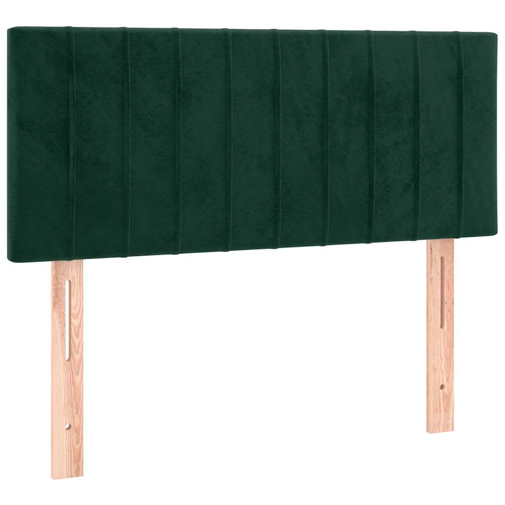Cabeceira de cama c/luzes LED veludo 100x5x78/88cm verde-escuro