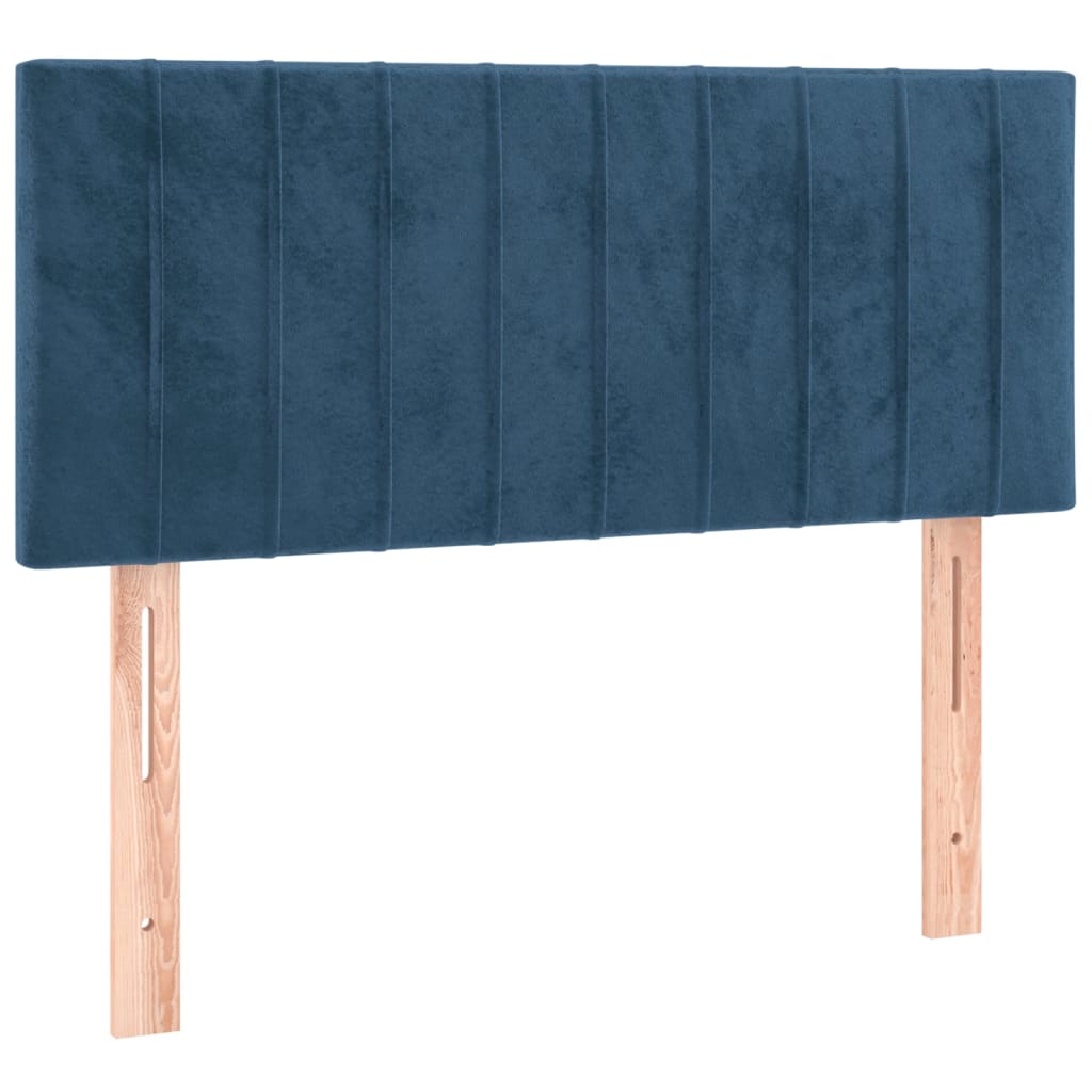 Cabeceira de cama c/ luzes LED veludo 100x5x78/88cm azul-escuro