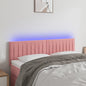 Cabeceira de cama c/ luzes LED veludo 144x5x78/88 cm rosa