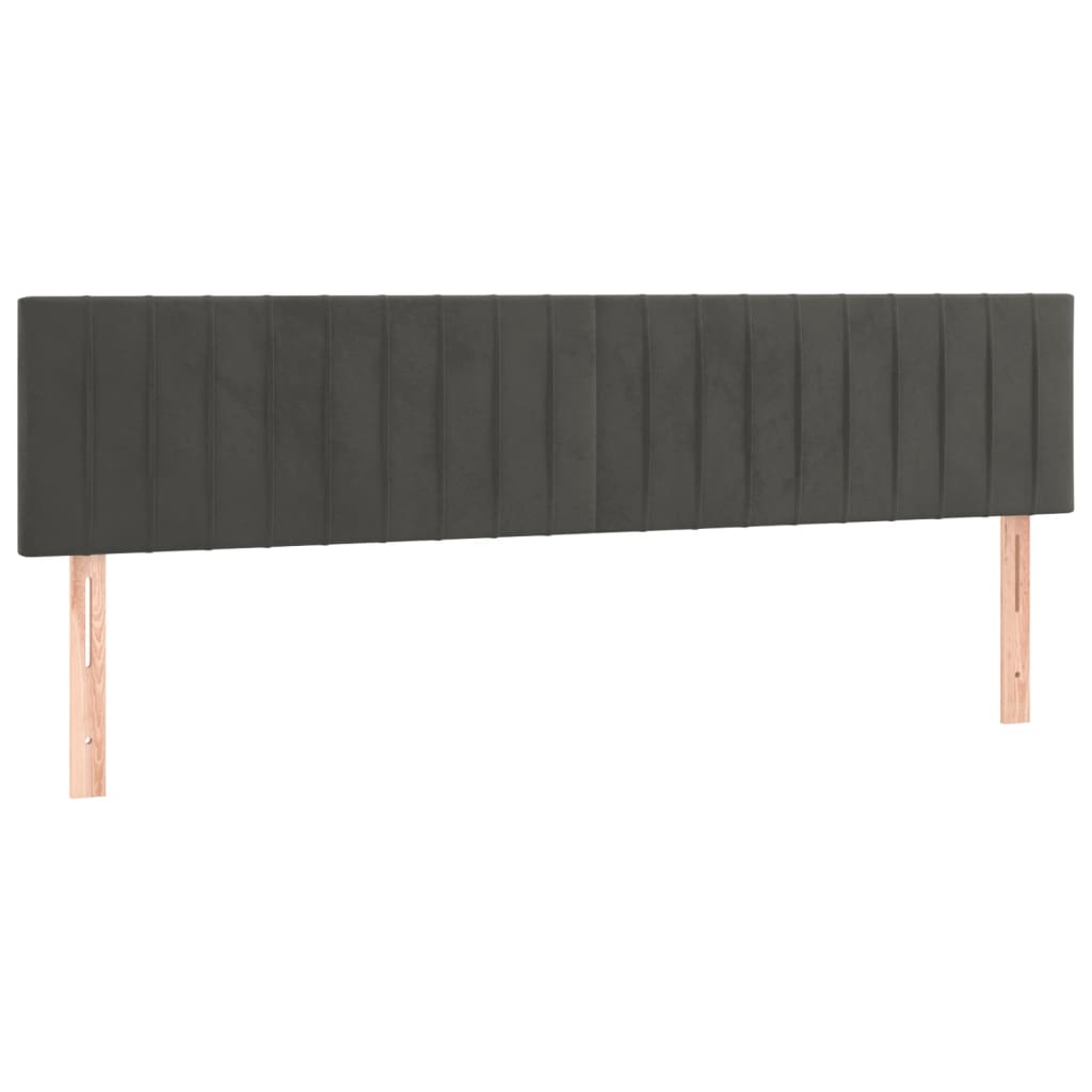 Cabeceira de cama c/luzes LED veludo 160x5x78/88cm cinza-escuro