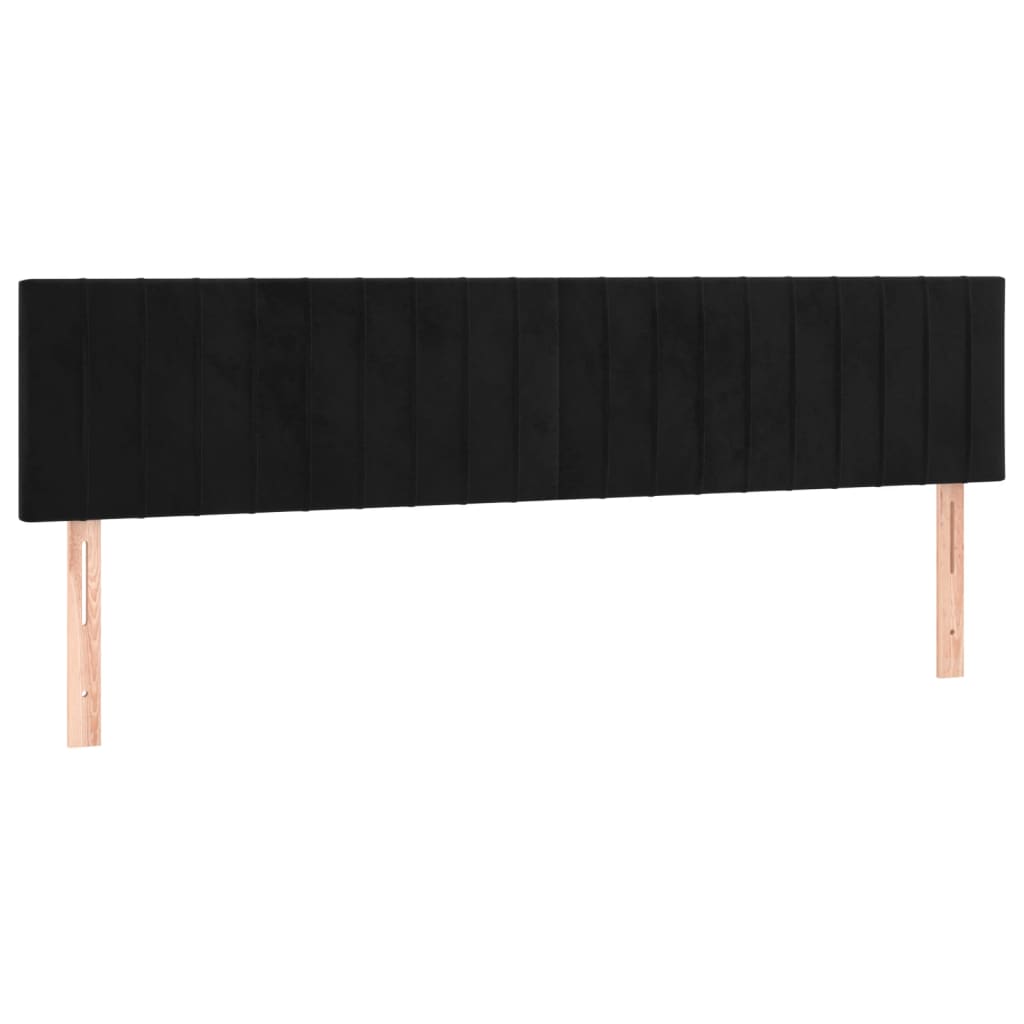 Cabeceira de cama c/ luzes LED veludo 160x5x78/88 cm preto