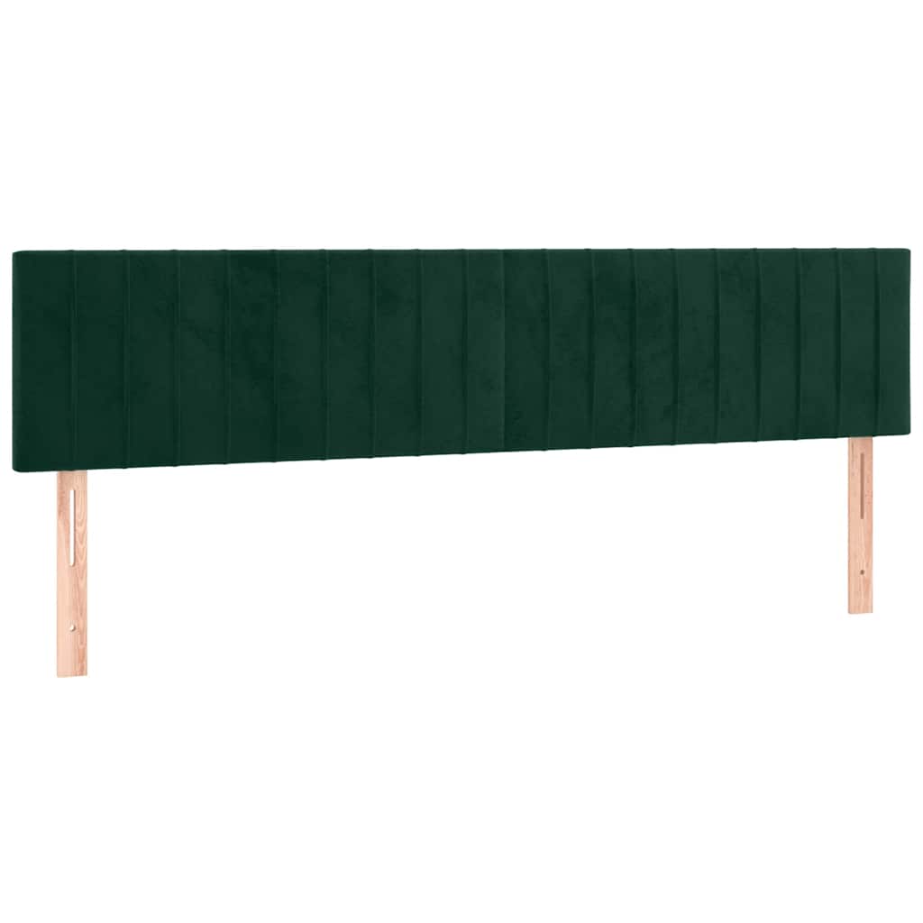Cabeceira de cama c/luzes LED veludo 160x5x78/88cm verde-escuro