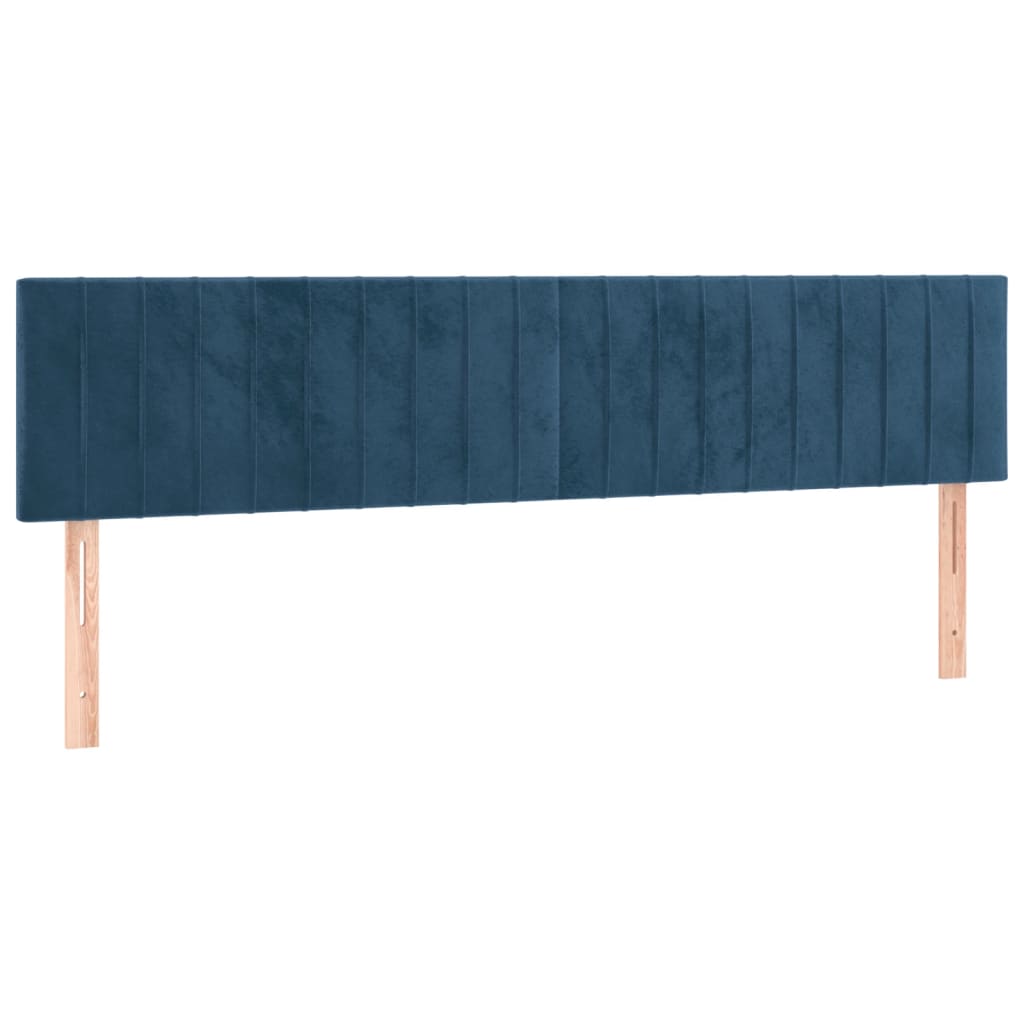 Cabeceira de cama c/ luzes LED veludo 160x5x78/88cm azul-escuro