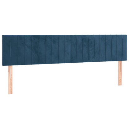 Cabeceira de cama c/ luzes LED veludo 160x5x78/88cm azul-escuro