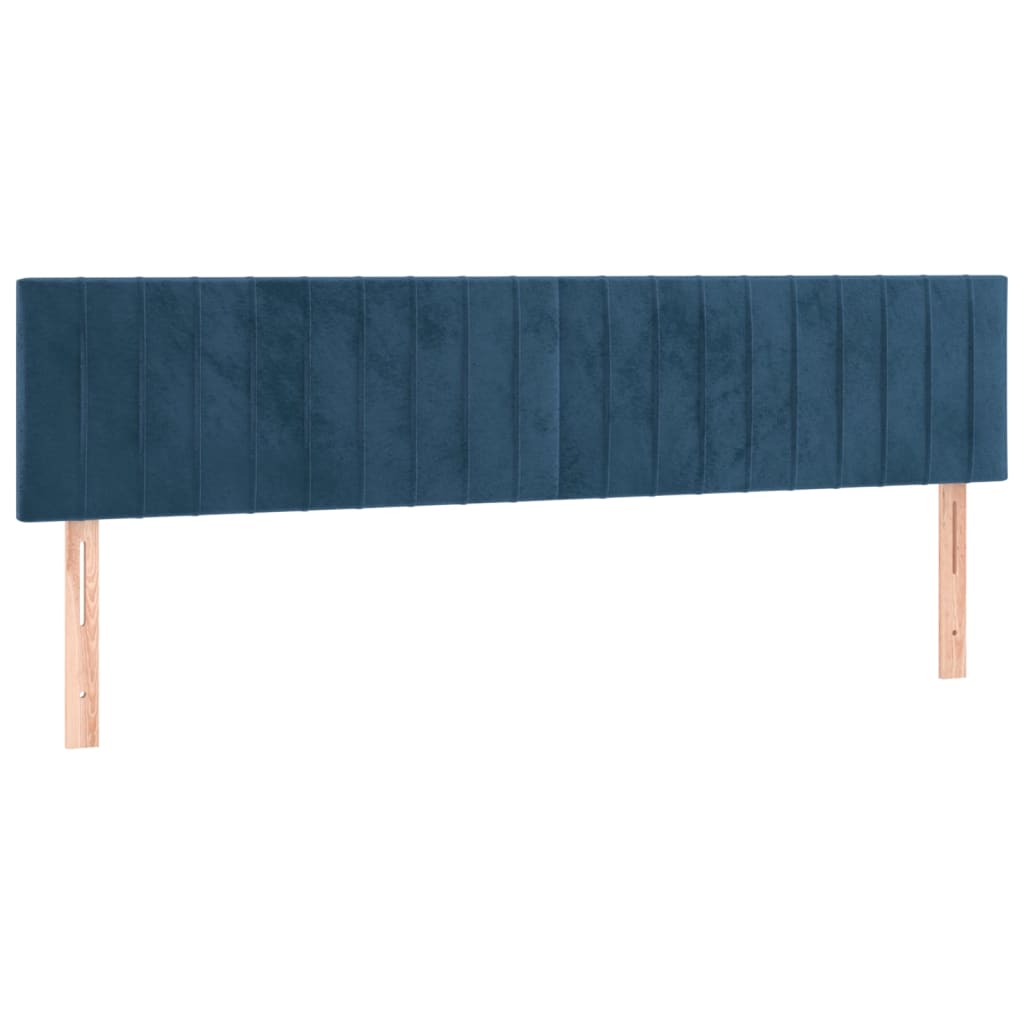 Cabeceira de cama c/ luzes LED veludo 180x5x78/88cm azul-escuro