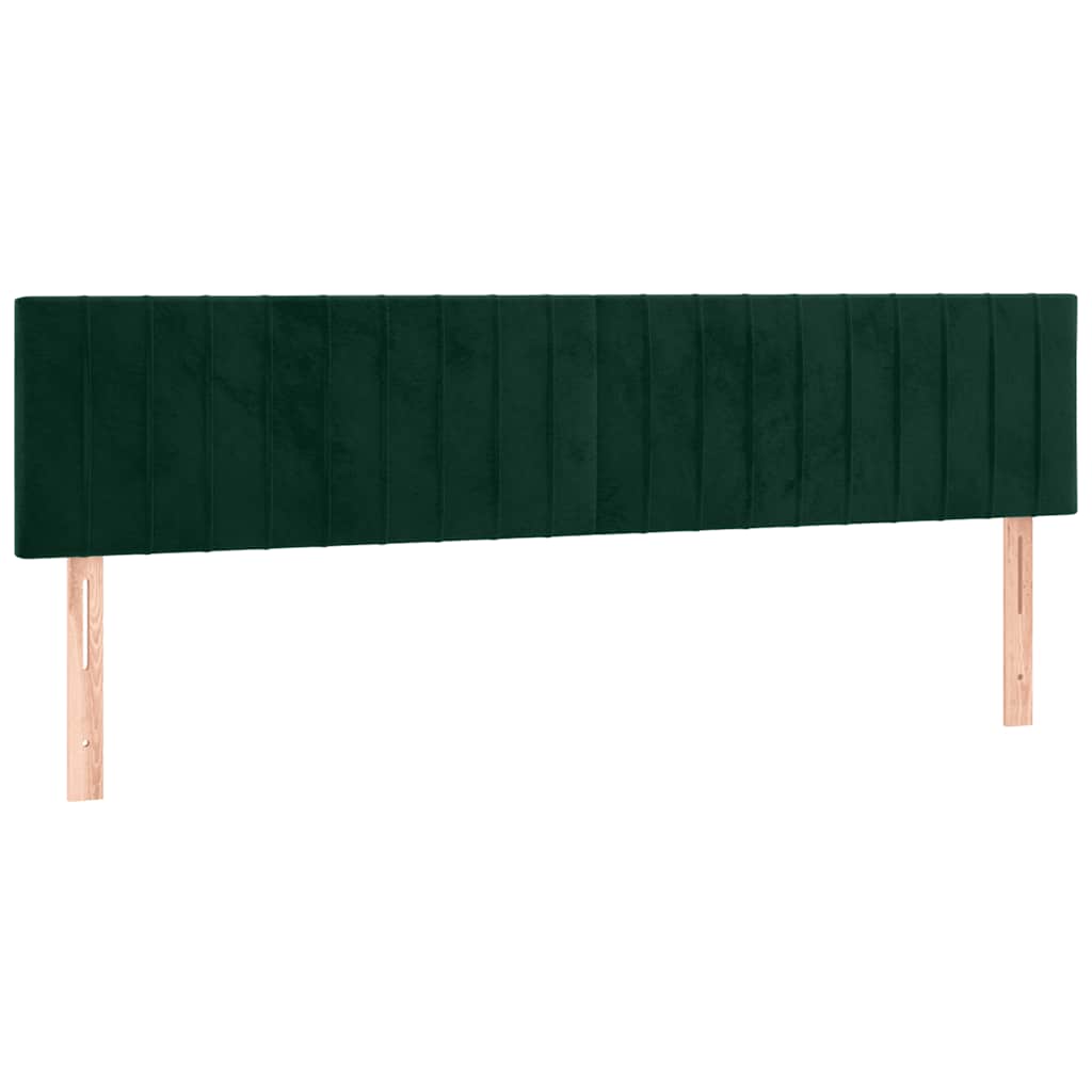 Cabeceira de cama c/luzes LED veludo 200x5x78/88cm verde-escuro