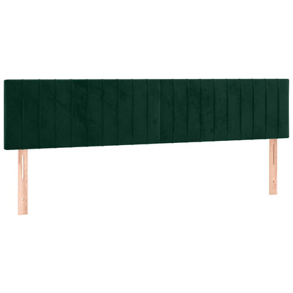 Cabeceira de cama c/luzes LED veludo 200x5x78/88cm verde-escuro