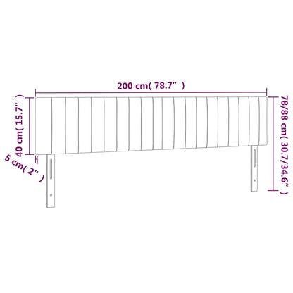 Cabeceira de cama c/luzes LED veludo 200x5x78/88cm verde-escuro