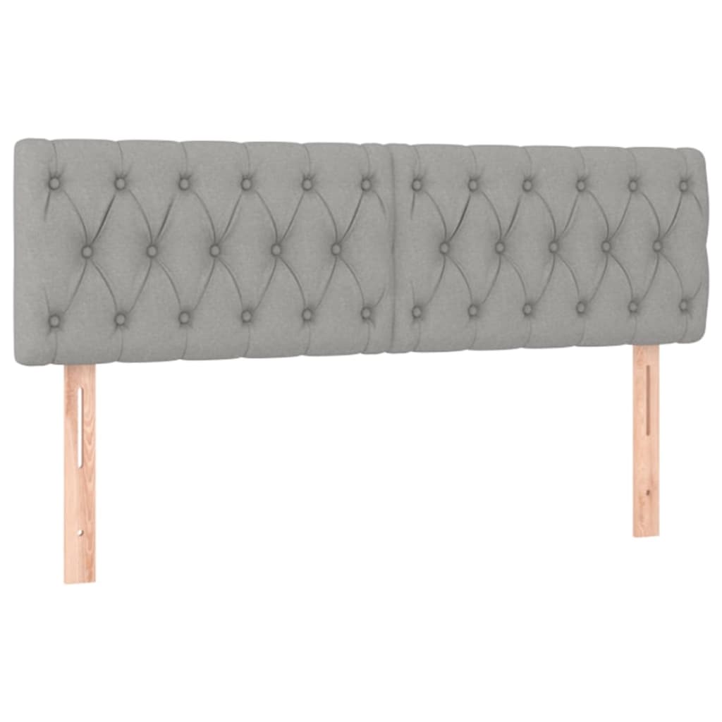 Cabeceira de cama c/luzes LED tecido 160x7x78/88 cm cinza-claro