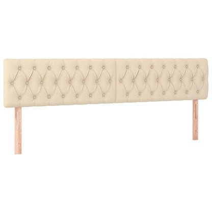 Cabeceira de cama c/ luzes LED tecido 200x7x78/88 cm cor creme