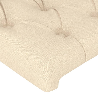 Cabeceira de cama c/ luzes LED tecido 200x7x78/88 cm cor creme