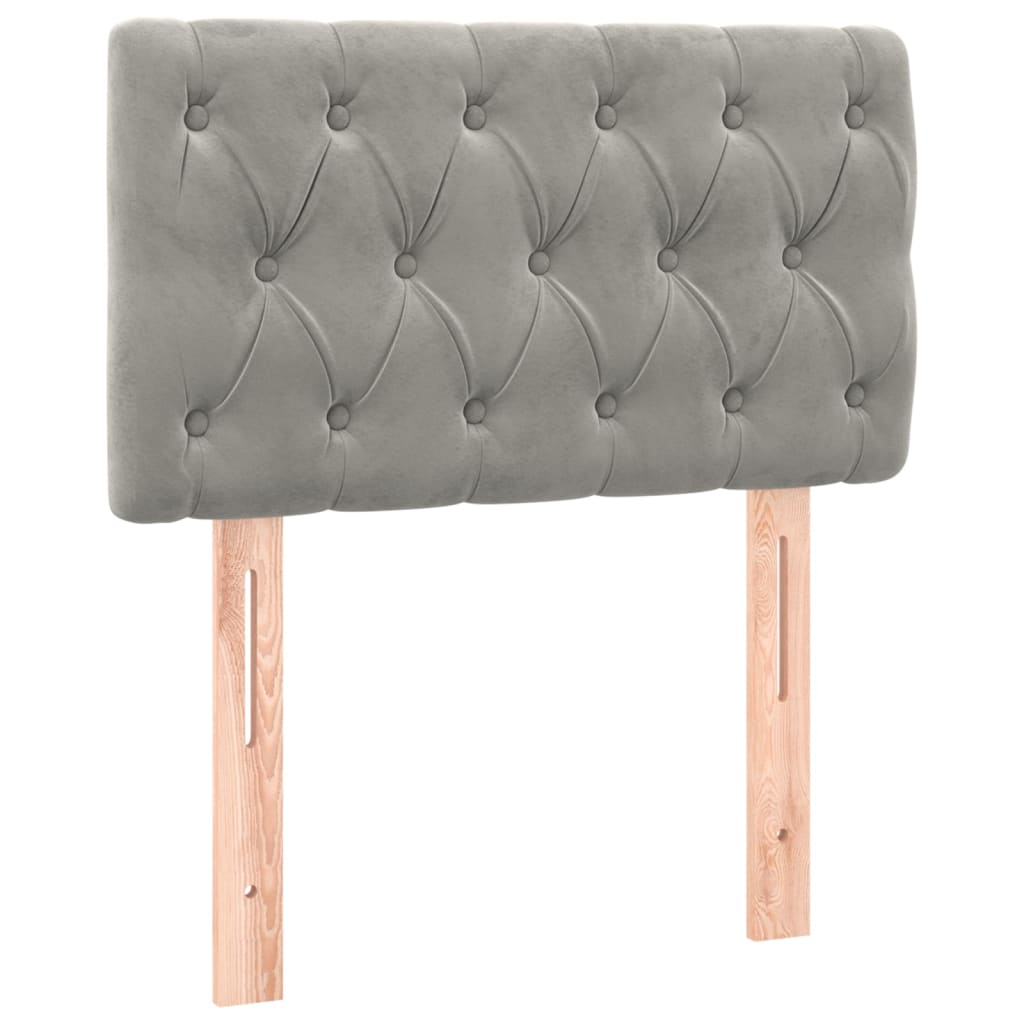 Cabeceira de cama c/ luzes LED veludo 80x7x78/88 cm cinza-claro