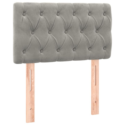 Cabeceira de cama c/ luzes LED veludo 80x7x78/88 cm cinza-claro