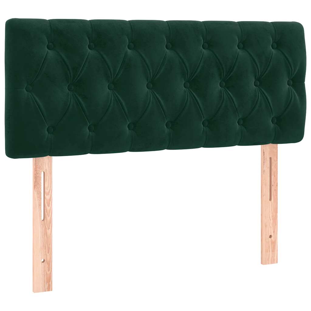 Cabeceira de cama c/luzes LED veludo 100x7x78/88cm verde-escuro