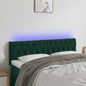 Cabeceira de cama c/luzes LED veludo 144x7x78/88cm verde-escuro