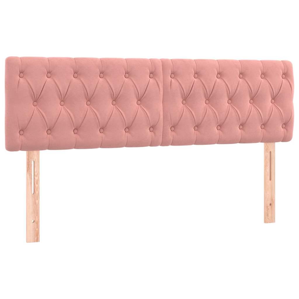 Cabeceira de cama c/ luzes LED veludo 160x7x78/88 cm rosa