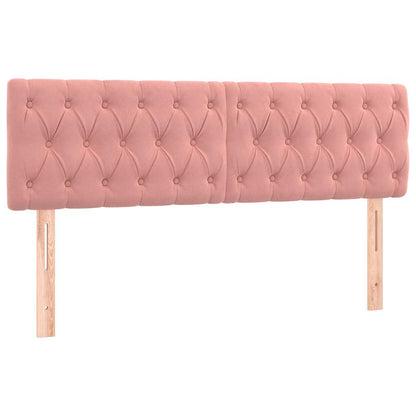 Cabeceira de cama c/ luzes LED veludo 160x7x78/88 cm rosa