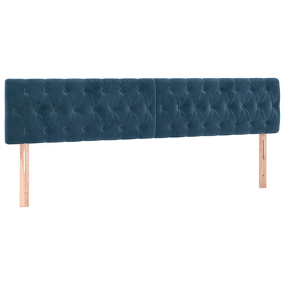 Cabeceira de cama c/ luzes LED veludo 180x7x78/88cm azul-escuro