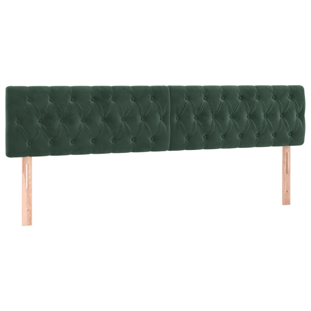 Cabeceira de cama c/luzes LED veludo 200x7x78/88cm verde-escuro