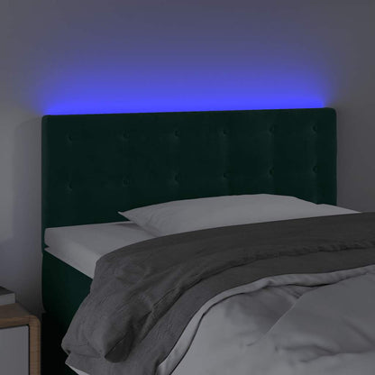 Cabeceira de cama c/luzes LED veludo 100x5x78/88cm verde-escuro