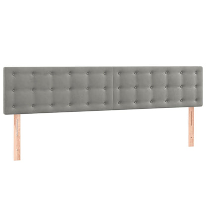 Cabeceira de cama c/luzes LED veludo 160x5x78/88 cm cinza-claro