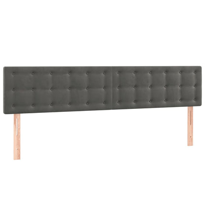 Cabeceira de cama c/luzes LED veludo 160x5x78/88cm cinza-escuro