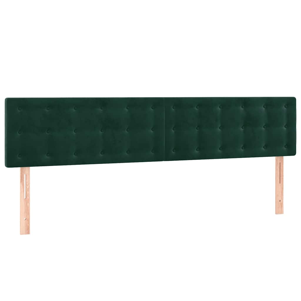 Cabeceira de cama c/luzes LED veludo 160x5x78/88cm verde-escuro