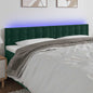 Cabeceira de cama c/luzes LED veludo 160x5x78/88cm verde-escuro