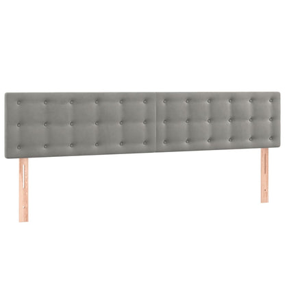 Cabeceira de cama c/luzes LED veludo 180x5x78/88 cm cinza-claro