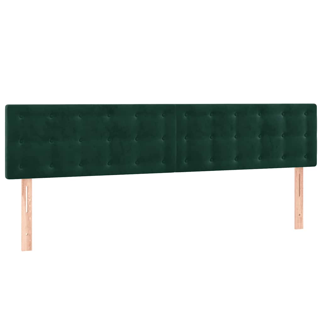 Cabeceira de cama c/luzes LED veludo 180x5x78/88cm verde-escuro