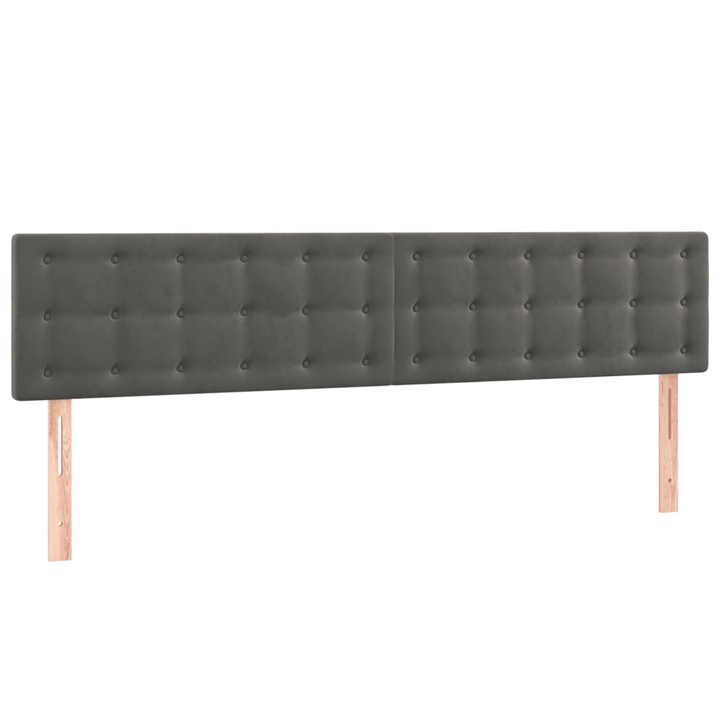 Cabeceira de cama c/luzes LED veludo 200x5x78/88cm cinza-escuro