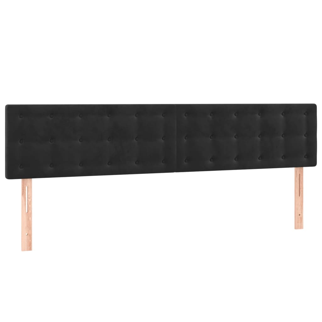 Cabeceira de cama c/ luzes LED veludo 200x5x78/88 cm preto