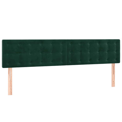 Cabeceira de cama c/luzes LED veludo 200x5x78/88cm verde-escuro
