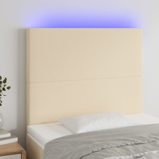 Cabeceira cama c/ LED tecido 100x5x118/128 cm crème