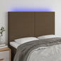 Cabeceira de cama c/ luzes LED tecido 144x5x118/128cm castanho
