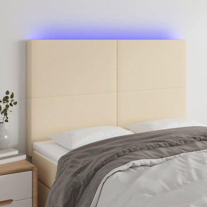 Cabeceira cama c/ LED tecido 144x5x118/128 cm crème