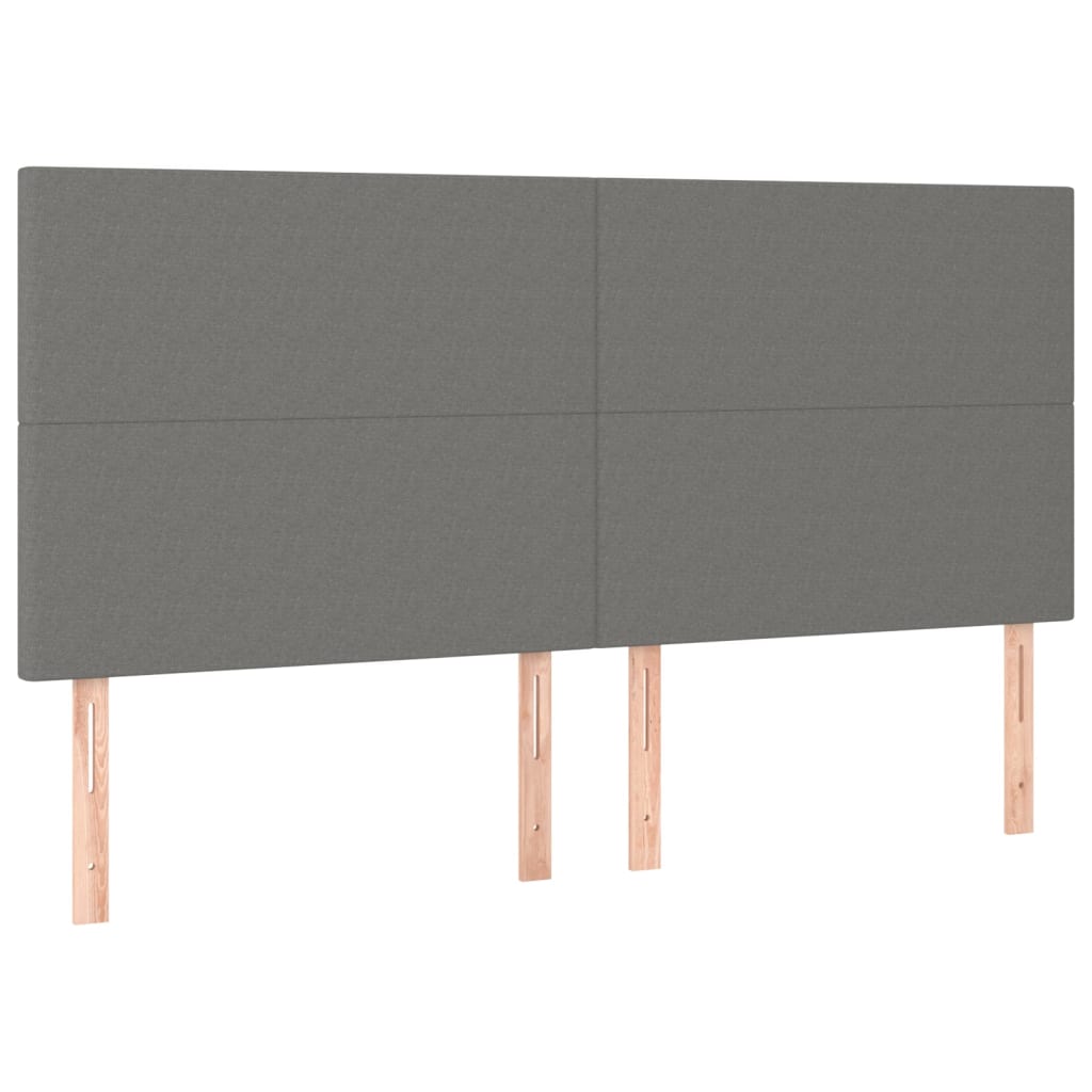 Cabeceira de cama c/ LED tecido 180x5x118/128 cm cinza-escuro