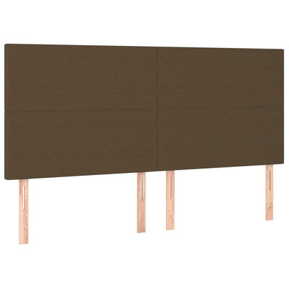 Cabeceira de cama c/ LED tecido 200x5x118/128 cm castanho