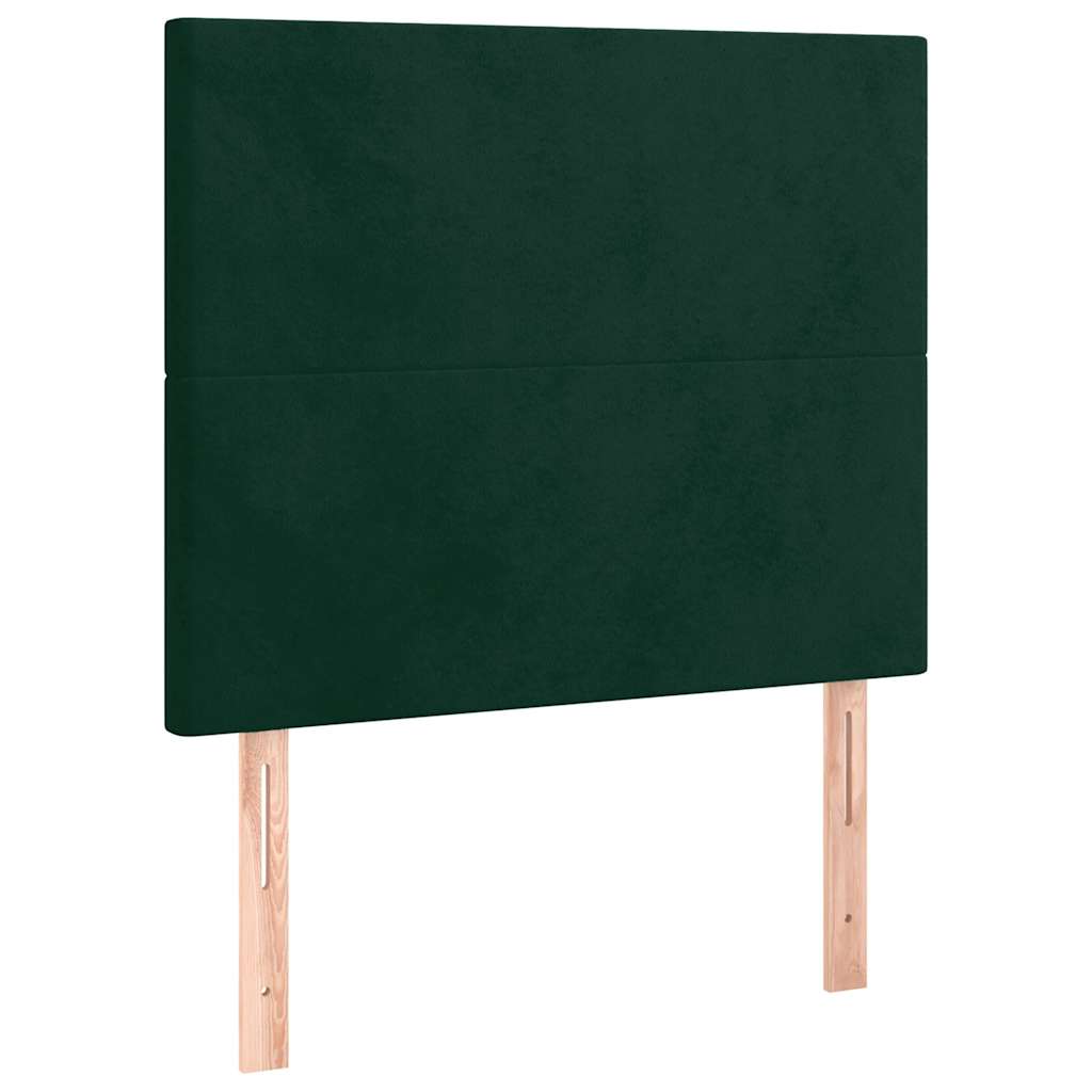 Cabeceira de cama c/ LED veludo 80x5x118/128 cm verde-escuro