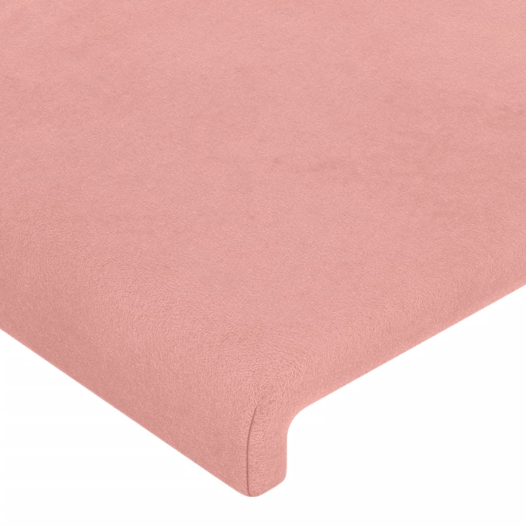 Cabeceira de cama c/ luzes LED veludo 100x5x118/128 cm rosa
