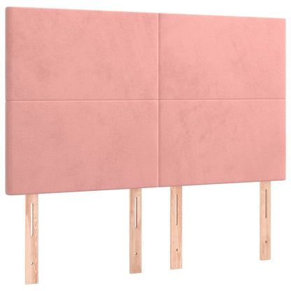 Cabeceira de cama c/ luzes LED veludo 144x5x118/128 cm rosa
