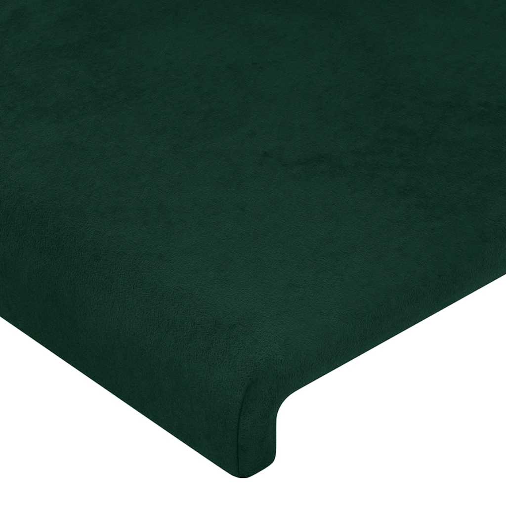 Cabeceira de cama c/ LED veludo 160x5x118/128 cm verde-escuro