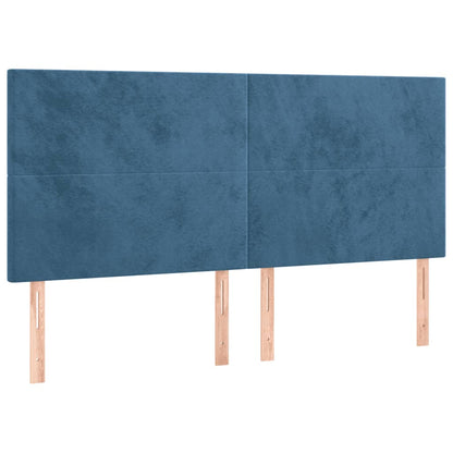 Cabeceira cama c/ luzes LED veludo 160x5x118/128cm azul-escuro