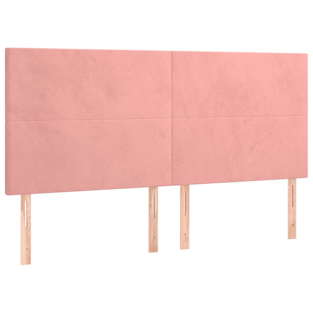 Cabeceira de cama c/ luzes LED veludo 160x5x118/128 cm rosa