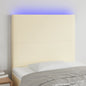 Cabeceira cama c/ LED 100x5x118/128 cm couro artificial crème